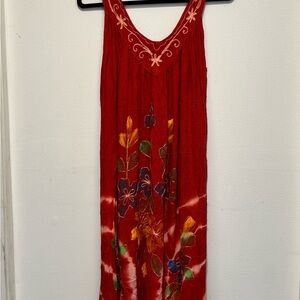 Red Embellished Tiered Maxi Sundress